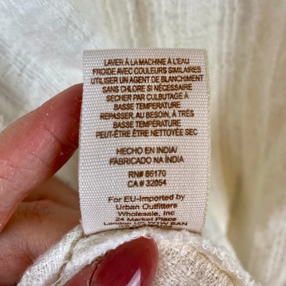 Free People Saddle Up Lace Yolk Button Up Shirt in Cream Size Medium.